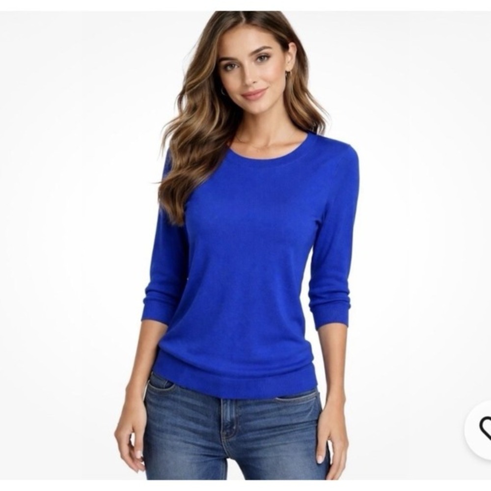J. Crew Merino Wool Tippi Crew Neck Sweater Women's XXS Royal Blue NWT Classic